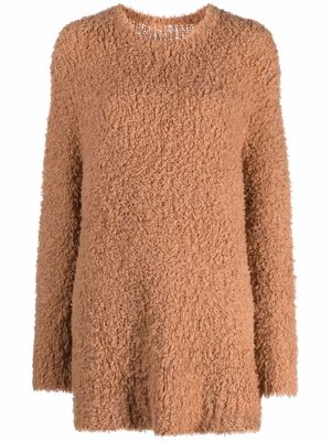 R13 textured long knit jumper - Brown