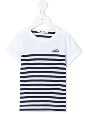 Familiar striped cotton T-shirt - White