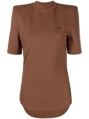 The Attico mock neck cotton T-shirt - Brown