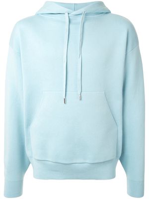 Caban fine knit drawstring hoodie - Blue