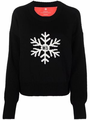 Maison Bohemique snowflake intarsia-logo knit jumper - Black