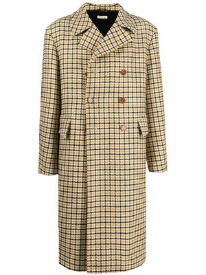 Marni check-pattern double-breasted long coat - Black