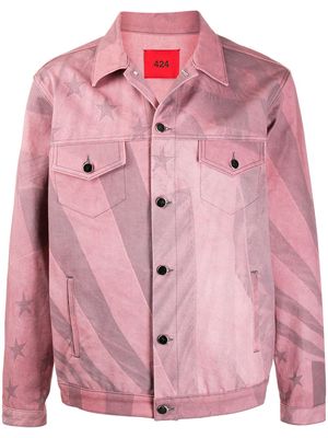 424 flag-print denim jacket - Pink