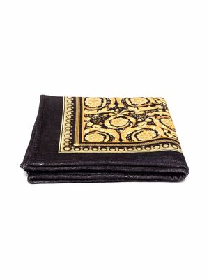 Versace Kids baroque-print cotton towel - Black