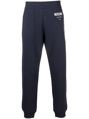 Moschino logo-print cotton track pants - Blue