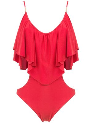 Brigitte ruffled swimsuit - Red