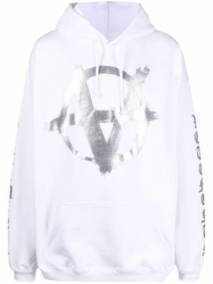 VETEMENTS Anarchy Gothic logo-print hoodie - White