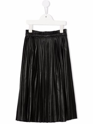 MM6 Maison Margiela Kids leather-effect pleated midi skirt - Black