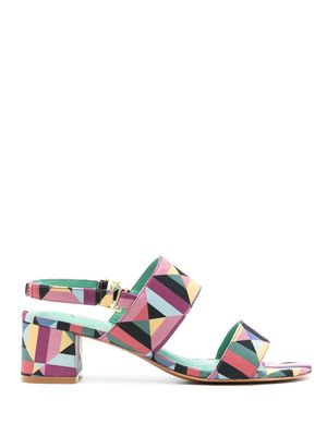 Blue Bird Shoes geometric-print slingback sandals - Multicolour