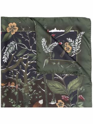 Aspinal Of London woodland-print silk scarf - Green