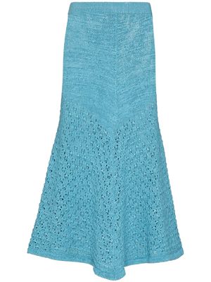 ROTATE Svana knitted midi skirt - Blue