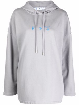 Off-White logo-print cotton hoodie - Grey