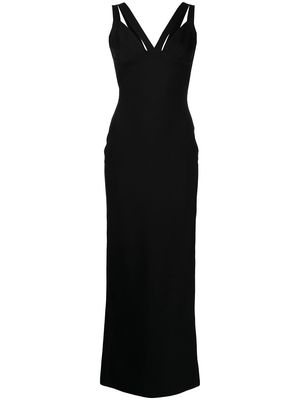 Herve L. Leroux strappy v-neck gown - Black