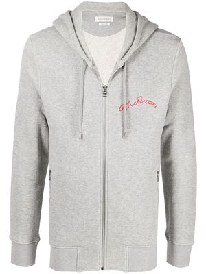 Alexander McQueen embroidered-logo hoodie - Grey