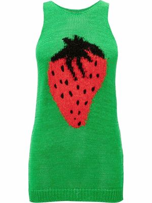 JW Anderson intarsia-knit strawberry vest top - Green