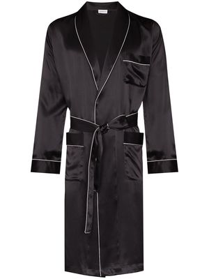 Zimmerli tied waist silk robe - Black