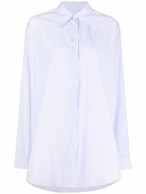 There Was One vertical-stripe overshirt - Blue