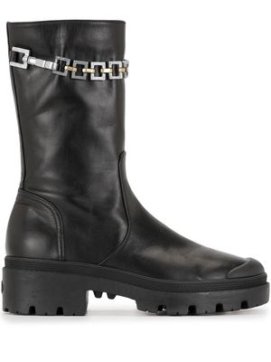 Madison.Maison chain-embellished mid-calf boots - Black