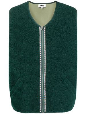YMC zip-up sleeveless fleece gilet - Green