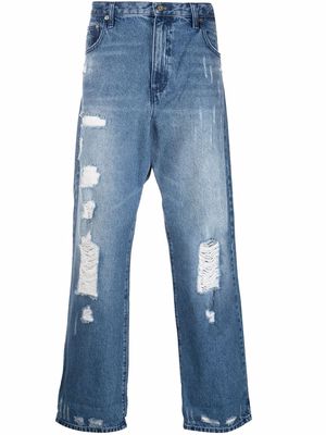 Michael Kors wide-leg distressed jeans - Blue