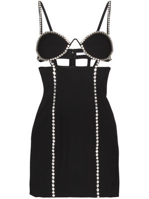 AREA crystal-embellished mini dress - Black