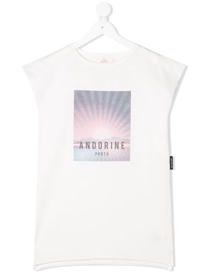 Andorine printed logo tank top dress - White