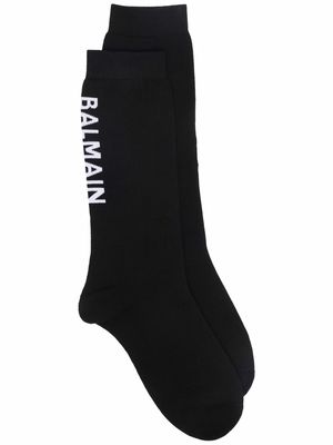 Balmain logo-print knitted socks - Black
