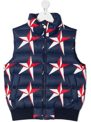 Perfect Moment Kids star-print quilted gilet - Blue