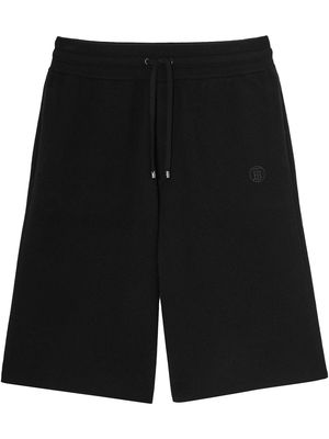 Burberry logo-embroidered cashmere shorts - Black