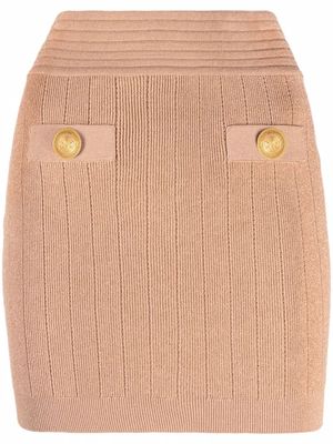 Balmain decorative button mini skirt - Neutrals
