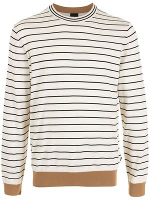 BOSS stripe-print fine-knit jumper - White