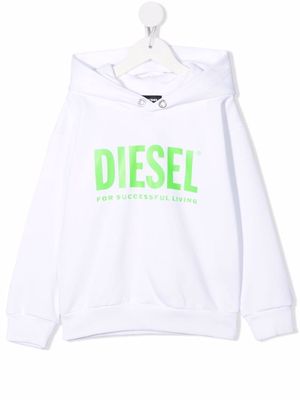 Diesel Kids logo-print hoodie - White