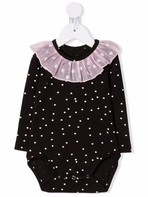 WAUW CAPOW by BANGBANG ruffle-embellished polka-dot bodysuit - Black