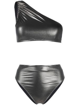 Noire Swimwear metallic one-shoulder bikini - Grey