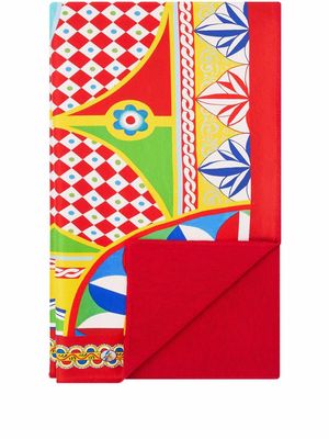 Dolce & Gabbana Carreto-print double-faced blanket - Red
