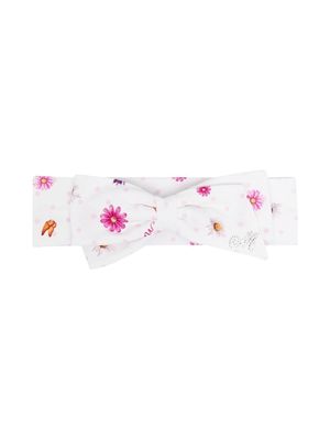 Monnalisa floral print embellished headband - White
