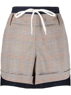 Monse patchwork checked shorts - Brown