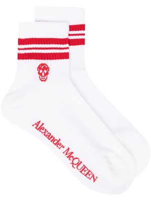 Alexander McQueen stripe-trim socks - White