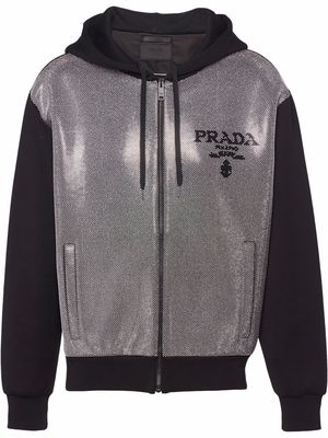 Prada studded-front logo zip hoodie - Black