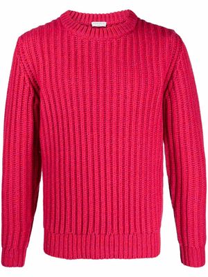 SANDRO ribbed-knit crew-neck jumper - Pink