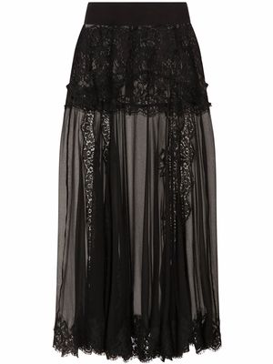Dolce & Gabbana lace-detail midi skirt - Black