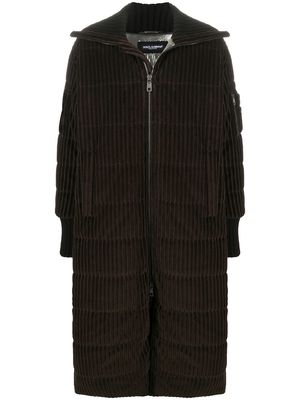 Dolce & Gabbana corduroy long padded coat - Brown