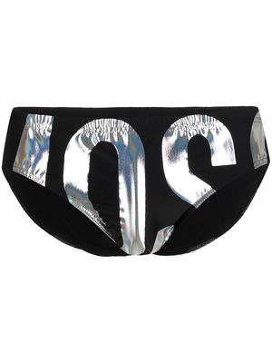 Moschino maxi metallic logo briefs - Black