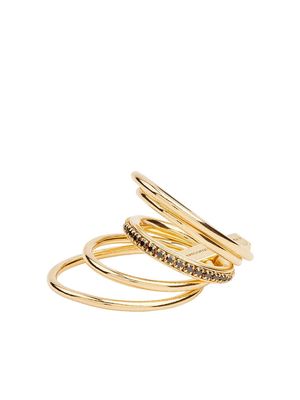 Panconesi Solar crystal-embellished stacked ring - Gold
