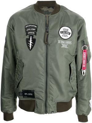 izzue multiple patch bomber jacket - Green