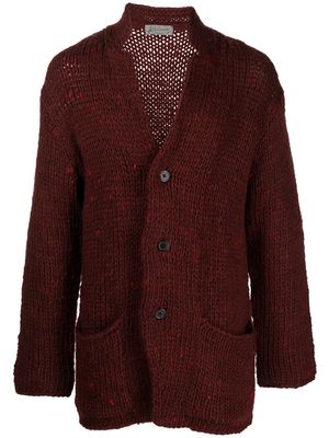 Yohji Yamamoto buttoned-up wool cardigan - Red