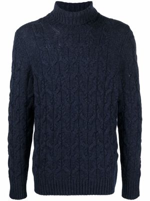 Barba roll-neck cable-knit jumper - Blue