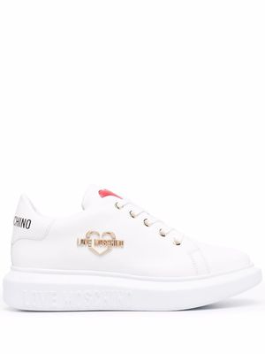 Love Moschino logo-plaque leather sneakers - White