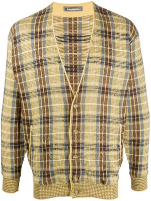 Issey Miyake Pre-Owned 1980s checkered V-neck cardigan - Neutrals