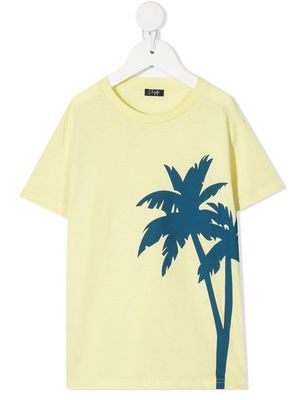 Il Gufo palm tree-print cotton T-shirt - Yellow